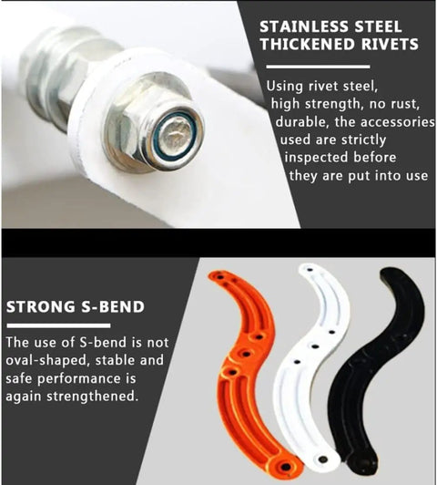 Stainless steel thickened rivets and strong S-bend supports for Rock Solid Aluminum Telescopic Attic Ladder With Fully Automatic Electric Pull Down System.