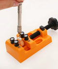 Tabletop Bead Drilling Vise Set With Four Point Rubber Tipped Posts Hand Pin Vise And Mounting Slots For Bead Drilling Jewelry Making Model Fixing And Small Parts Clamp Tool For Handy Go To Pro Grade Precision Handwork, orange plastic vise, 106 mm