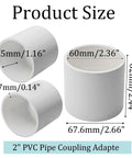 4 Pack 2 Inch SCH40 PVC Pipe Coupling Adapters Socket To Socket Heavy Duty Straight Pressure Fittings Slip Connectors Sizing