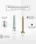 100 Piece Heavy Duty M5 Drywall Anchor And Screw Set with zinc plated wall anchors and screws for hollow walls display