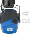 Impact Sport Electronic Earmuff With Real Blue Finish Keeps Your Hearing Safe 82 Decibel Shutoff And 22 NRR 4X Amplification