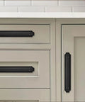 Matte Black Cabinet Pulls With Backplate 5 Pack 3 Inch Hole Centers 4 Inch Overall Length on kitchen cabinets and drawers