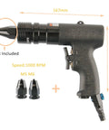 Heavy Duty Adjustable Pneumatic Rivet Nut Gun With Quick Swap Self Locking Snout And Thread Insert Puller For Sheet Metal Works, 134mm height.