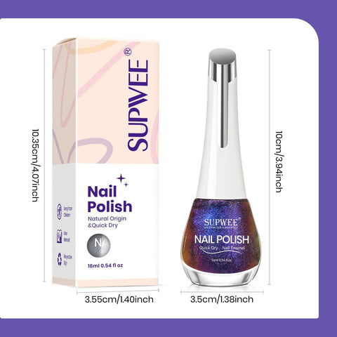 9D Magnetic Cat Eye Nail Polish Kit With Magnet Quick Dry Finish Dope Holographic Galaxy Lacquer That Requires Black Base Coat Non Gel Nail Polish For Women Girls 16ml Fast Dry Manicure with product box beside bottle