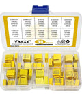 275VAC X2 MKP Safety Capacitor Kit 10 Value Pack With 50 Pieces In Yellow Plastic Case, 10mm Pitch, Polypropylene Film Capacitors