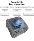 Outlet Tester With GFCI And NCV Non Contact Voltage Detection For North American Outlets, smart chip with test features labeled.