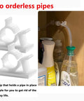 47 Inch Sink Soap Dispenser Extension Tube Kit With Upgraded Check Valve showing clips holding extension tubes under a kitchen counter