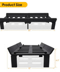 Two angles of Heavy Duty 20 Inch Fireplace Grate for Wood Stoves and Fireplaces, Wrought Iron Log Holder with measurements.