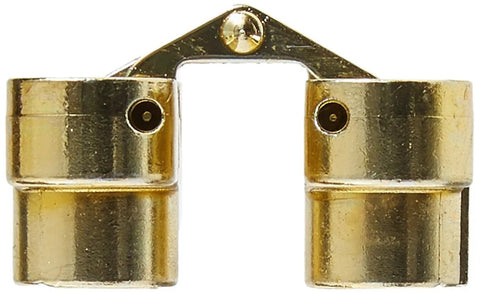 Hidden Mortise Mount Invisible Hinges, 1 In Leaf Height, Satin Brass Zinc Finish, Four Hole Pattern, visible front view