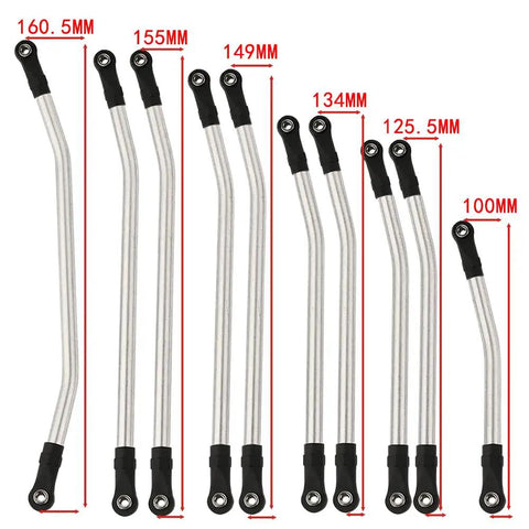 313mm Wheelbase Stainless Steel Link Rod Set For 1x10 RC Axial SCX10 II 90046 90047 Rock Crawlers Beefed Up Durable Suspension Linkage Upgrade 10 Pcs For Tougher Travel showing all sizes