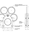 Diagram of Pro-Grade 1 Inch Coaxial Filter Wheel With Cage Type Mount showing dimensions and 5-position rotary holder.
