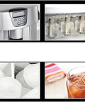 Countertop Ice Maker Machine With One Button Operation And Rapid Fast Ice Production Portable Kitchen Appliance For Home Use close-up control panel and visible ice production.