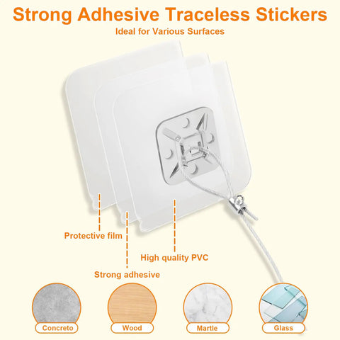 Strong adhesive stickers for Adjustable 42 Inch TV Safety Straps No Drill Anti Tip Furniture Anchors Kit, ideal for various surfaces.