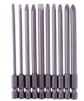 10Pcs 1/4 Inch Hex Shank Long Magnetic Screwdriver Bits Set For Power Tools, Slotted Phillips Cross Head, High Precision S2 Alloy Steel