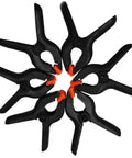 Circular arrangement of must have four inch spring clamps set for woodworking and photo studio backdrops durable plastic nylon clips.