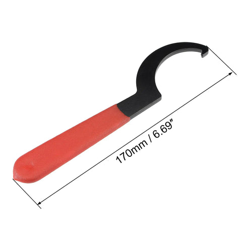 C Type Wrench Spanner For APU13 CNC Lathe Keyless Drill Chuck With Red Non Slip Handle, 170mm Length, Carbon Steel, Hardened Finish