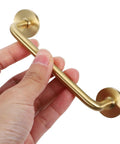 Hand holding Vintage Brass Cabinet Handle With 96mm Centers Double Hole For Kitchen Cabinets And Furniture Retro Wardrobe Door Pulls