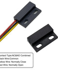 Dual NC NO Magnetic Reed Switch Proximity Sensor For 127V Systems showing black casing and three colored wires, 2 pack