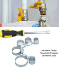 Close-up of All In One Hose Clamp Kit 49 Pcs Adjustable Clamps 13 To 44 mm with 8 mm Hex Screwdriver in use