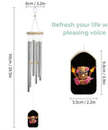 Mask Inspired Hawaiian Flowers Wind Chimes With Six Tuned Aluminum Tubes For Outdoor Decor Garden Patio Balcony Good Vibe Weatherproof Aluminum Build With Wooden Tags And Sturdy Hangers, dimensions shown.
