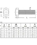 Technical diagram of Stainless Steel T Shape Hammer Head Bolts for T Slot Systems M5 M6 M8 M10 M12 with dimensions