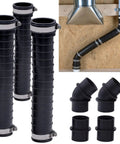 QwikFlex 36 Inch Flexible Pipe Connector Kit For Offset Or Hard To Reach 1-1/2 Inch SCH40 PVC DWV Connections, three pipes and installation setup