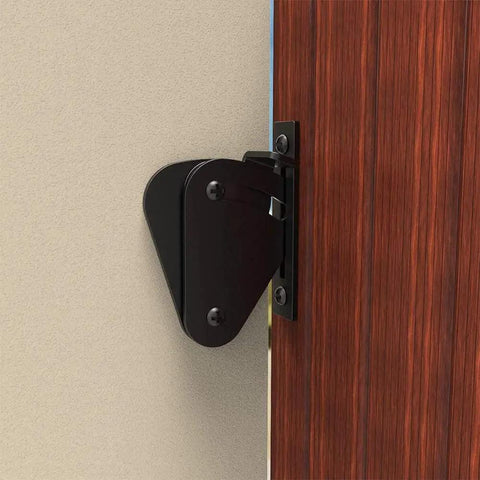 Heavy Duty Slide Bolt Door Lock Hasp Kit for Barn Doors Gates and Sliding Latches, carbon steel, side view on door