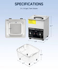 Straight Up Workhorse 2L Ultrasonic Cleaner Tank With 60W Cavitation Waves And Sweet 100W Heater Paired With Precise Digital Timer specifications image.