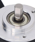 Close-up of 50mm Incremental Rotary Encoder For Intelligent Control, DC 5 To 24V Wide Voltage, 2 Phase 2000 P R with metal shaft.