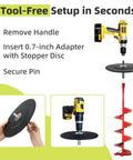 Ice Fishing Auger Drill Adapter For One Half Inch Drill Chuck Easy Install Fits Most Hand Augers and 9.1 Inch Stopper Disc