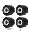 M2 Wheel Lock Nuts With CNC Aluminum Cap For 1/24 RC Crawlers Upgrade Kit in black color, showing size dimensions.