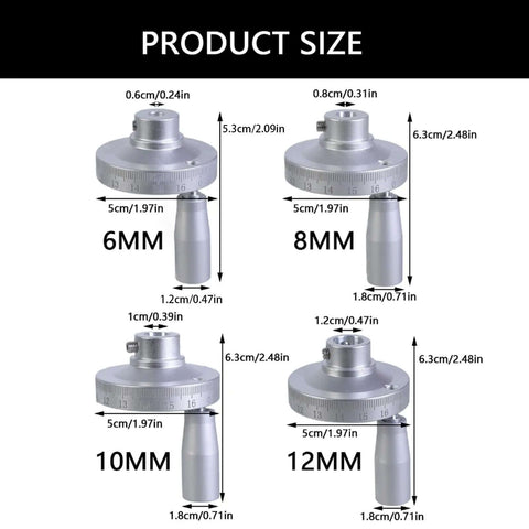 Aluminum Revolving Handwheel for Machinery and Industrial Apps With Engraved Scale Markings, Adjustable Inner Hole Sizes 6mm-12mm