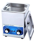 Super Power Industrial Grade Ultrasonic Cleaner With Digital Timer And Heating, stainless steel tank, front view with controls.