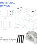 Dimensional drawing and spindle clamp with bolts for CNC Spindle Motor Kit 500W ER11 Brushed