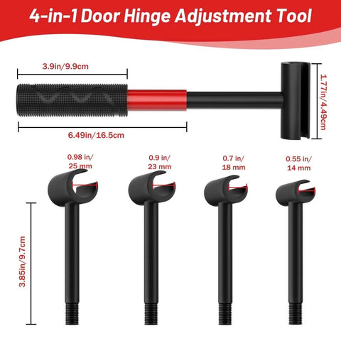 4 In 1 Door Hinge Adjustment Tool Set With Replaceable Heads For 14mm To 25mm Hinges, heavy duty wrench with rubber grip