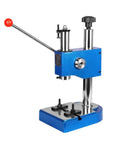 No Nonsense Heavy Duty Arbor Press Half Ton Cast Iron Desktop Force Tool Compact Workshop Press in blue, manual operation for hardware assembly.