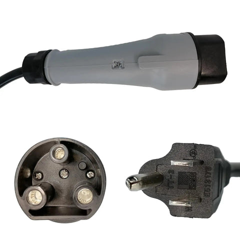 Top Shelf Charging Power Cord Assembly For MadJax X Series Storm And Star Ev Golf Cart with plug end and connector view.