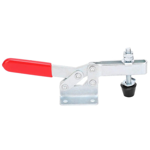 Heavy Duty Quick Clamp 5 Pack Set For Welding And Auto Works With Galvanized Steel Build, lever clamp with red handle.