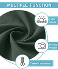 Easy No Drill Install French Door Curtain Panel, dark green fabric texture, multiple function features for patio doors.