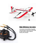 Beefy 2206 1450KV Brushless RC Motor, 20A Outrunner for Fixed Wing Airplanes shown with model plane, black, metal frame
