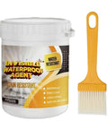 Heavy Duty Roof Sealant Waterproof Invisible Coating That Knocks Out Humidity Keeps Your Entire Home Dry As A Bone While Shutting Down Stubborn Sink Leak Spots Today in a white container with a yellow brush.
