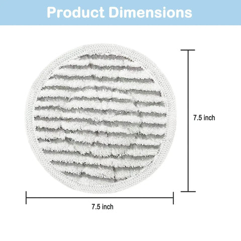 Round mop pad with dimensions 7.5 inches, from Ten Pack Replacement Steam Mop Pads For S7001 S8201 S7000AMZ S8001 S7000 S7001TGT S7201 S7005 S7020 Series