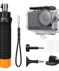 60 Meter Waterproof Case With Floating Handle Kit For DJI Osmo Action 6; includes case, handle, anti-fog sheets, and mounts.