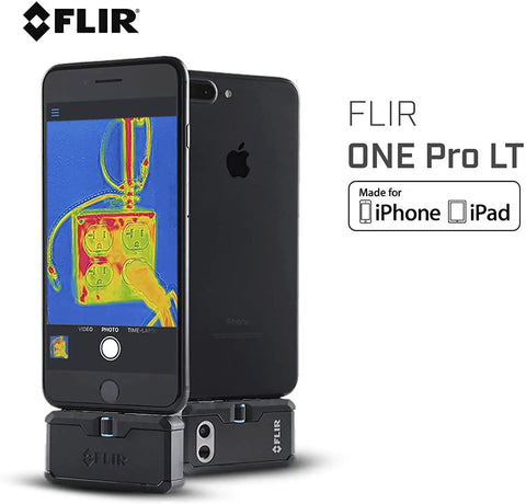 Pro LT Thermal Imaging Camera For Your iPhone And iOS Devices With Lightning Port High Resolution 1440x1080 Infrared Imaging Clear Night Vision For Home DIY Trades And Outdoor Inspections Not Compatible With USB C iPhones attached to iPhone showing thermal image