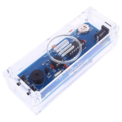 4 Digital Clock DIY Soldering Practice Kits With Color Display Electronics Build Alarm Clock Projects For Fun Learn Hands On Soldering Includes English Instructions Night Light Temperature Date And Week Display, blue PCB in clear case