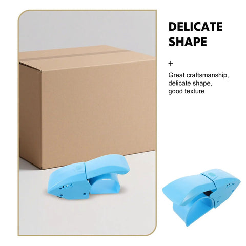 Handheld Packing Tape Dispenser With Cutter For Box Sealing And Mailing Supplies, Blue, view with cardboard box