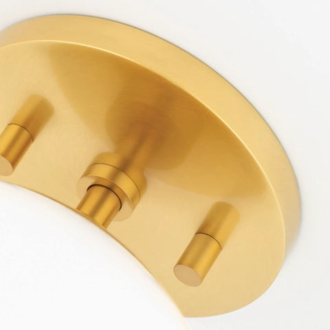 Close-up of aged brass mount, Stella 1 Light Semi Flush Ceiling Fixture In Aged Brass, 9 Inch Tall By 7 Inch Wide, Model H105601-AGB