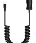Twenty Watt Usb Type C Car Charger With Power Delivery 3.0 Fast Charging And Retractable Coiled Cable For Universal Phones And Tablets Plug In And Roll Auto Accessory Game Changer For Your Daily Drive, black coiled cable and car adapter.