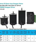 NEMA 23 open-loop stepper motors with TB6600 driver, showing technical specifications for automated setups.
