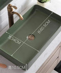 Top Shelf Matte Black Square Pedestal Bathroom Sink Deep Ceramic Washbasin shown above counter with dimensions 60.5x34x10.5CM.